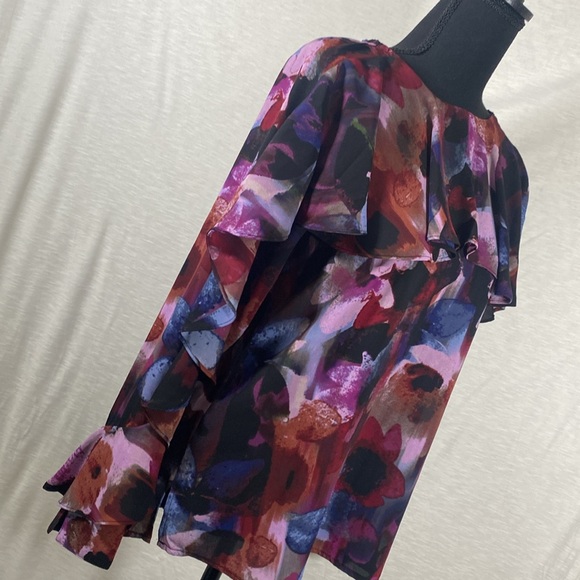 Cupio Women’s Floral Blouse Small Ruffles Long Sleeve High Low Whimsigoth - Picture 5 of 13